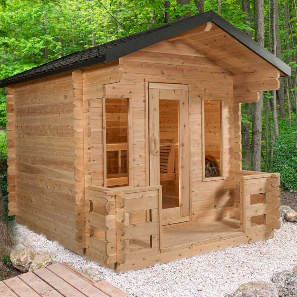 Canadian Timber Georgian Cabin Sauna with Porch