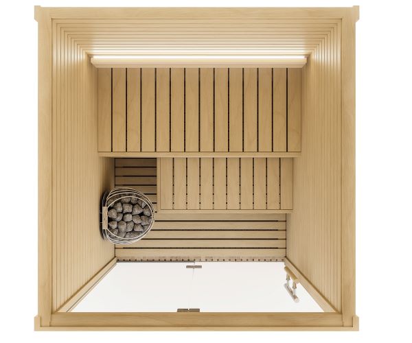 Auroom Cala Glass Natural Aspen Indoor Sauna Kit
